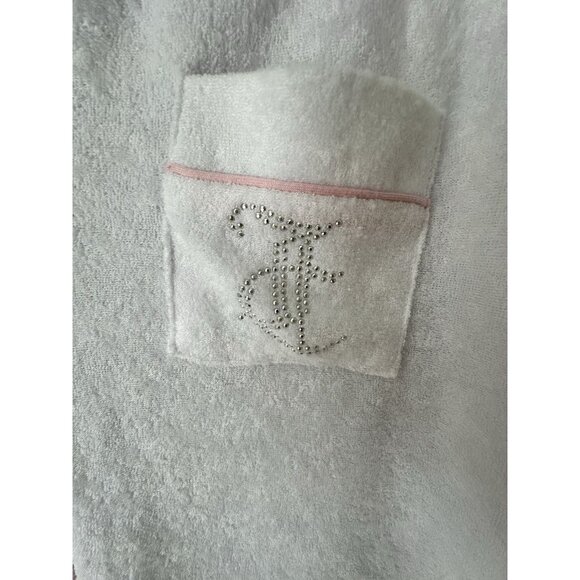 Juicy Couture Pj Set Women’s Sz CL Rhinestones Studded Logo In White Terry Cloth - Picture 2 of 6
